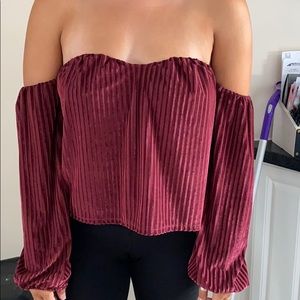 Burgundy Off the Shoulder Top // Forever 21